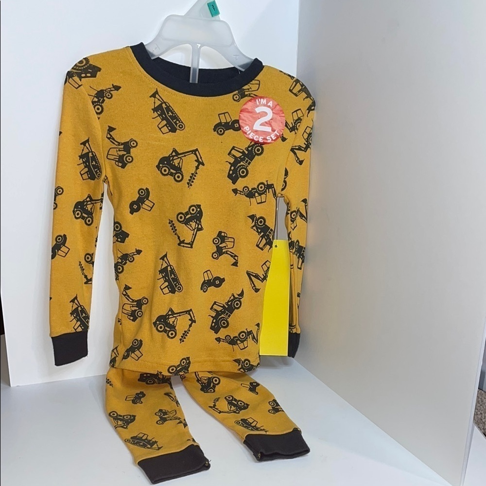 Kidgets Yellow and Black Construction Equipment Pajama Set 3T NWT